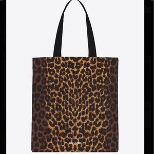 SOLD Saint Laurent Rive Droite Leopard Canvas Tote